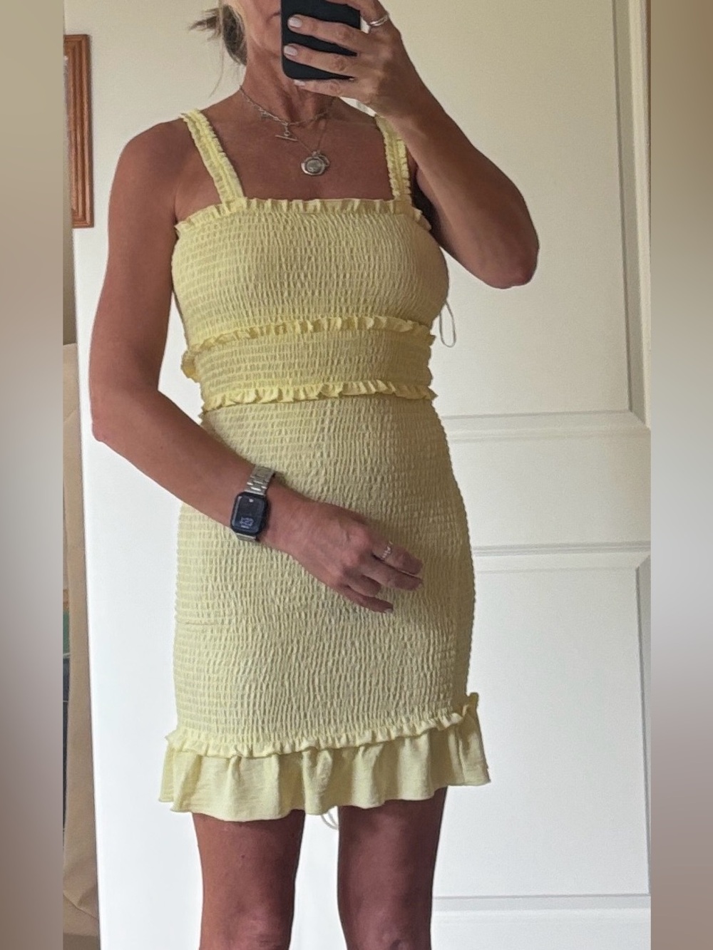 Fashion Nova Yellow Ruffled Bodycon Dress